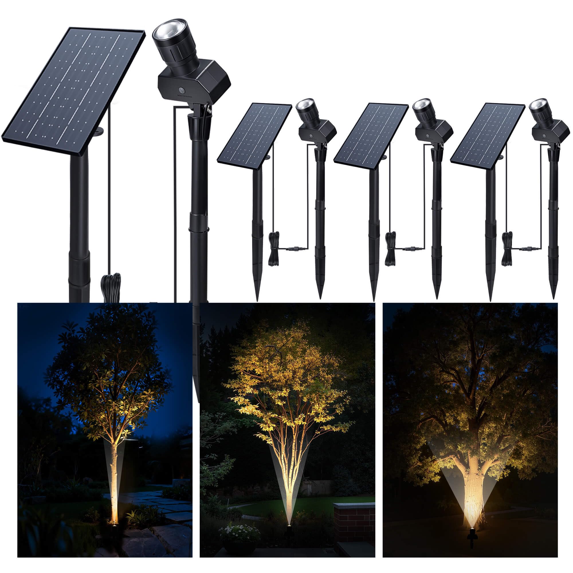 Varmtalys outdoor solar spotlight with adjustable beam angle for flags and garden accents
