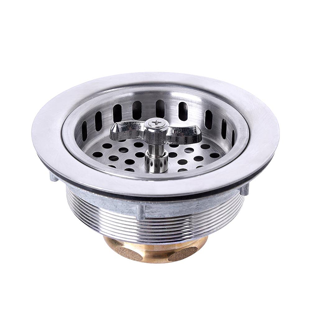 VARNAHOME twist-lock basket drain; universal fit for standard kitchen sinks.