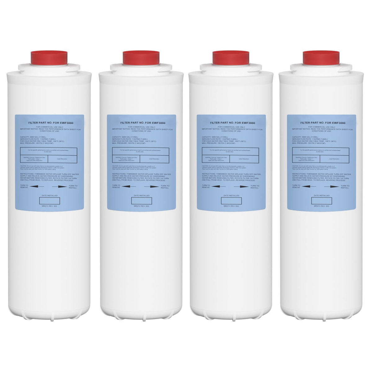 Varycony 51300C four-pack filters for Elkay installations, ensuring continuous hydration.