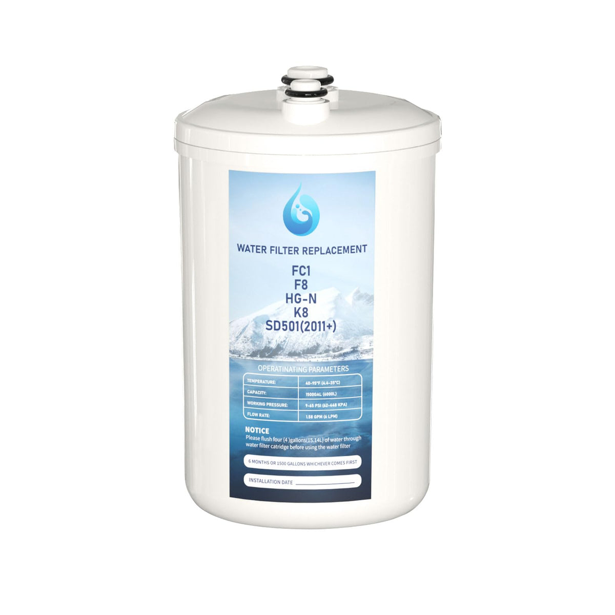 Varycony FC1 filter with top ports enables quick tool-free replacement.