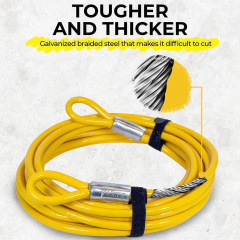 Vascer PVC-coated security cable resists rust and scratches.