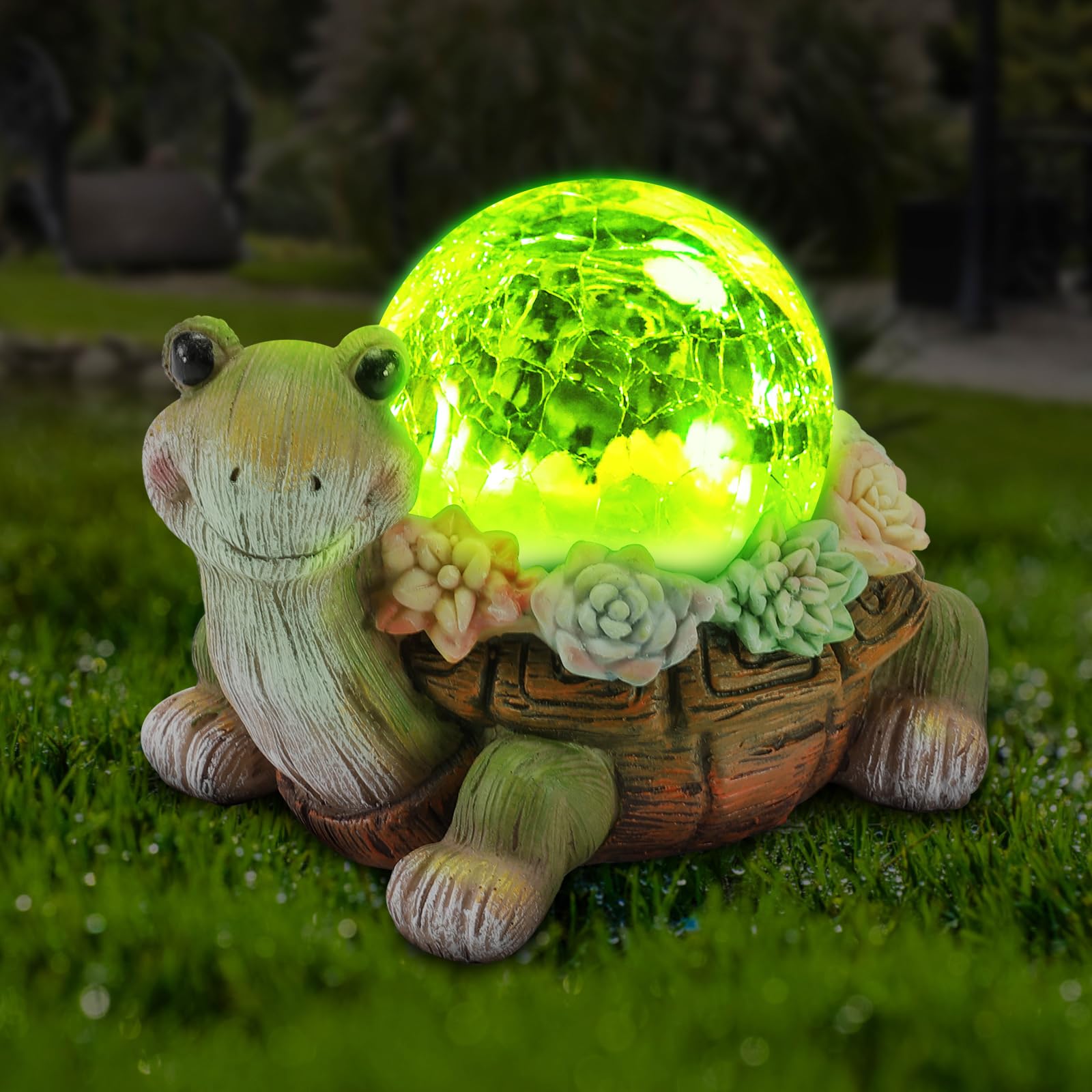 Vasesun Solar Turtle Statue garden light with resin finish and inviting glow