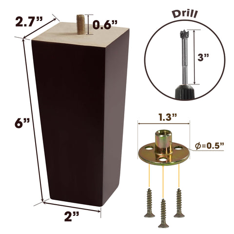 VASGOR solid wood legs with a dark moisture-resistant finish.