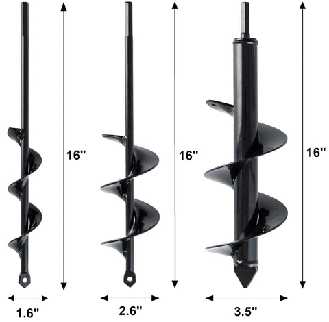 VASGOR Set 3 2.6x16 auger for efficient bedding plant holes.