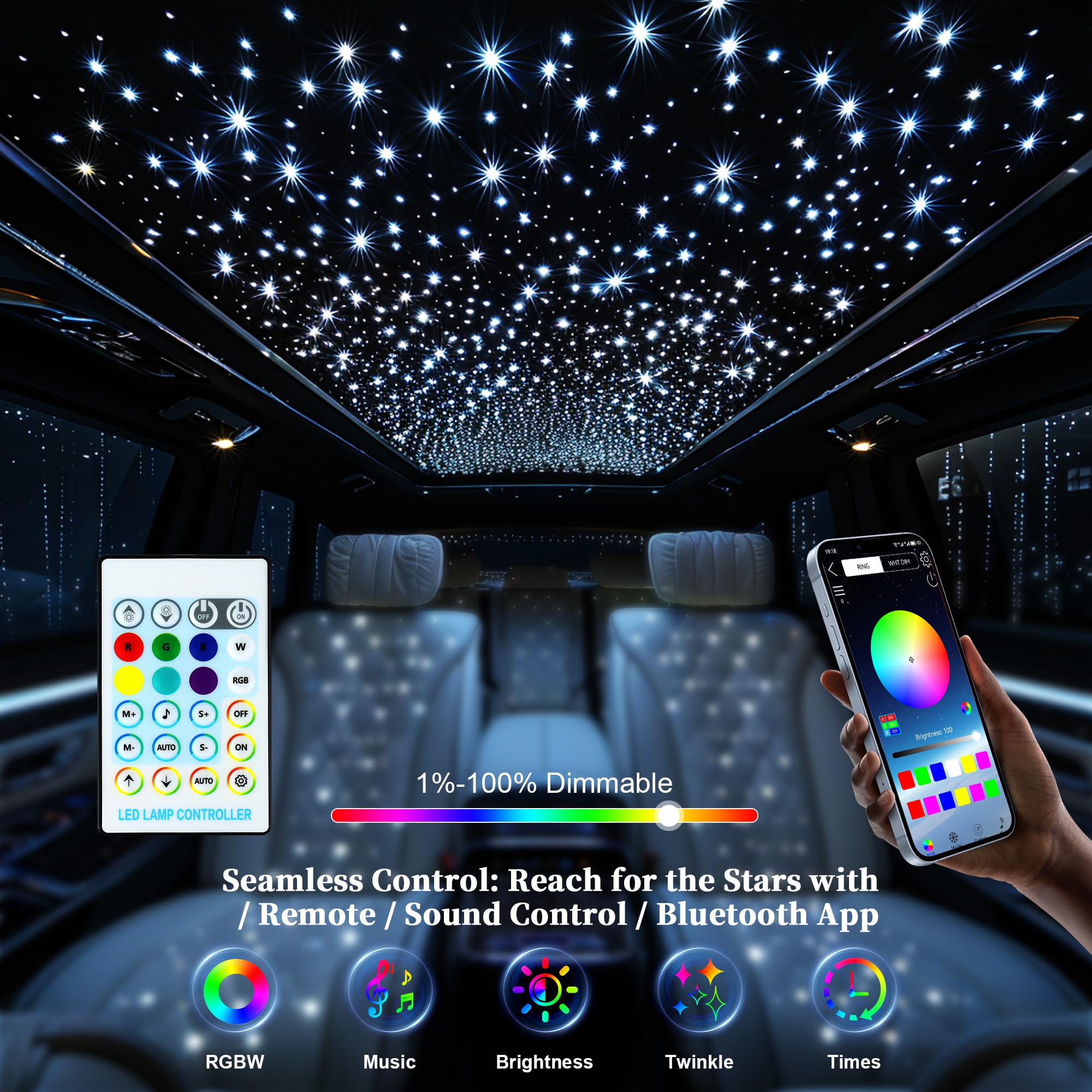 VASTFIRE 550 fiber-optic strands creating a dense starry sky across surfaces