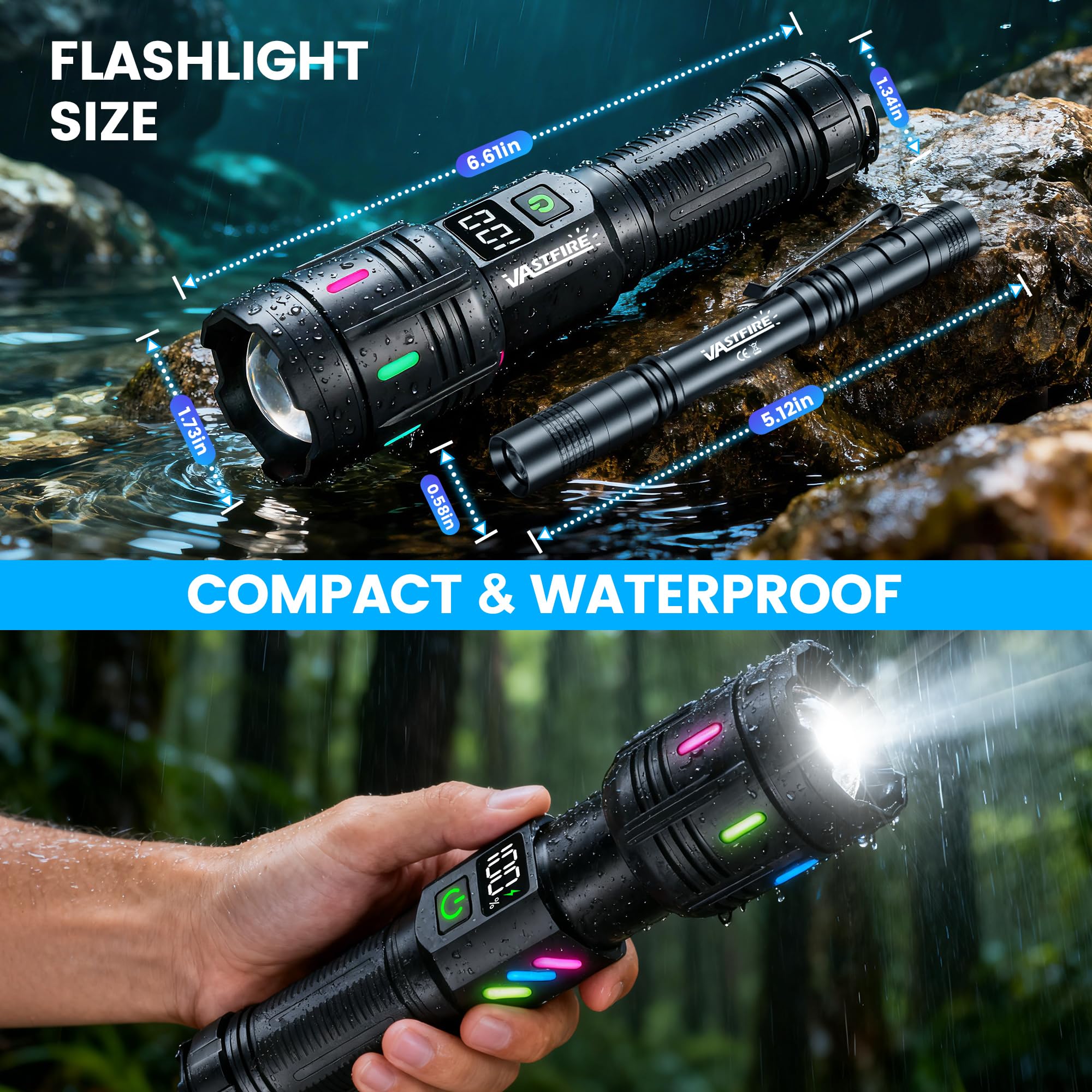VASTFIRE wide-angle beam illuminates large areas efficiently.