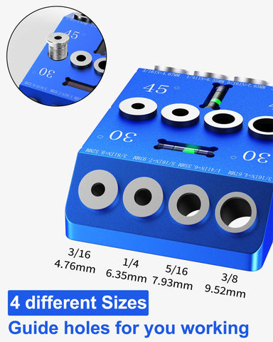 VASTHOME drill guide set to 30-degree angle for clean angled holes.