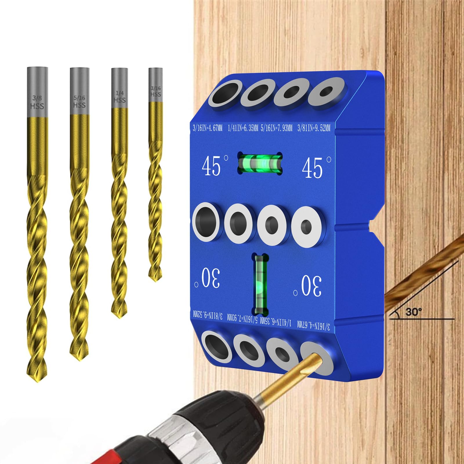 VASTHOME aluminum drill guide with 90-degree V-groove for precise vertical drilling.