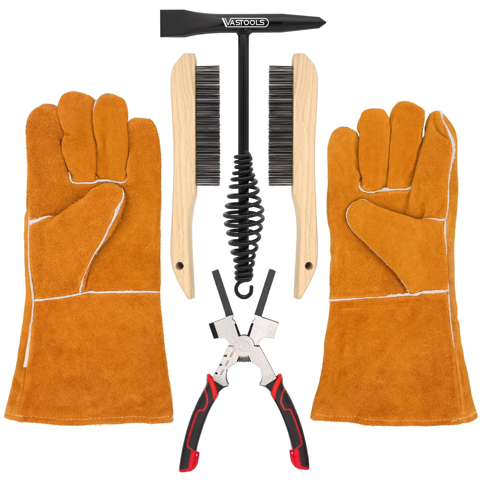 VASTOOLS chipping hammer 10-5in demonstrates slag removal in welding tasks