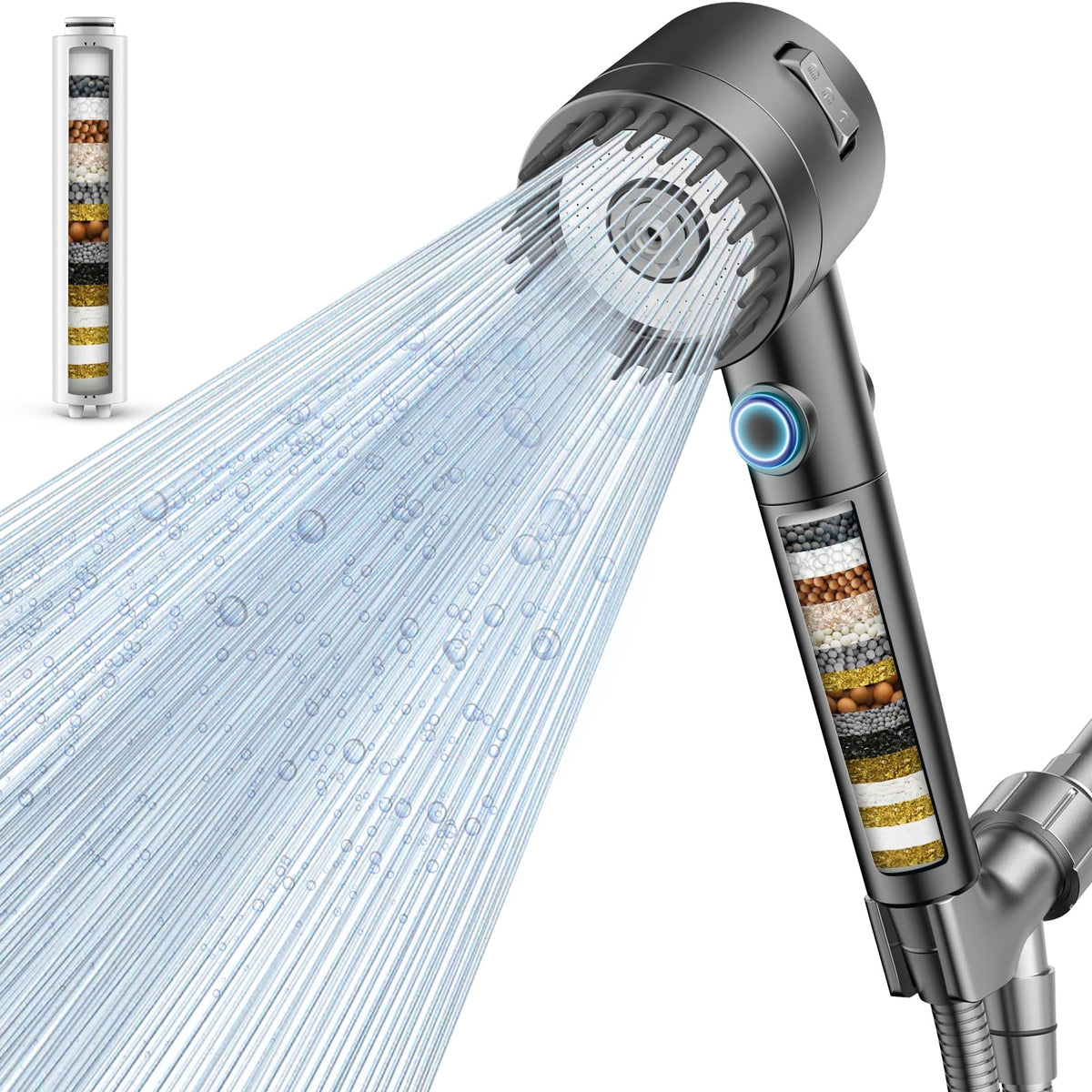 Vatex filtered shower head handheld showing ergonomic control and comfortable rinsing