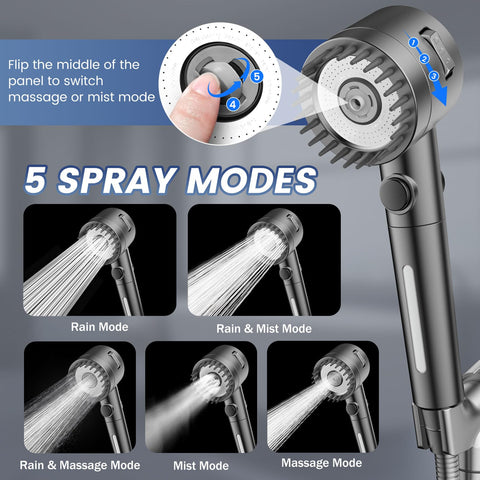 Vatex ON/OFF pause button on the shower head for one-handed control