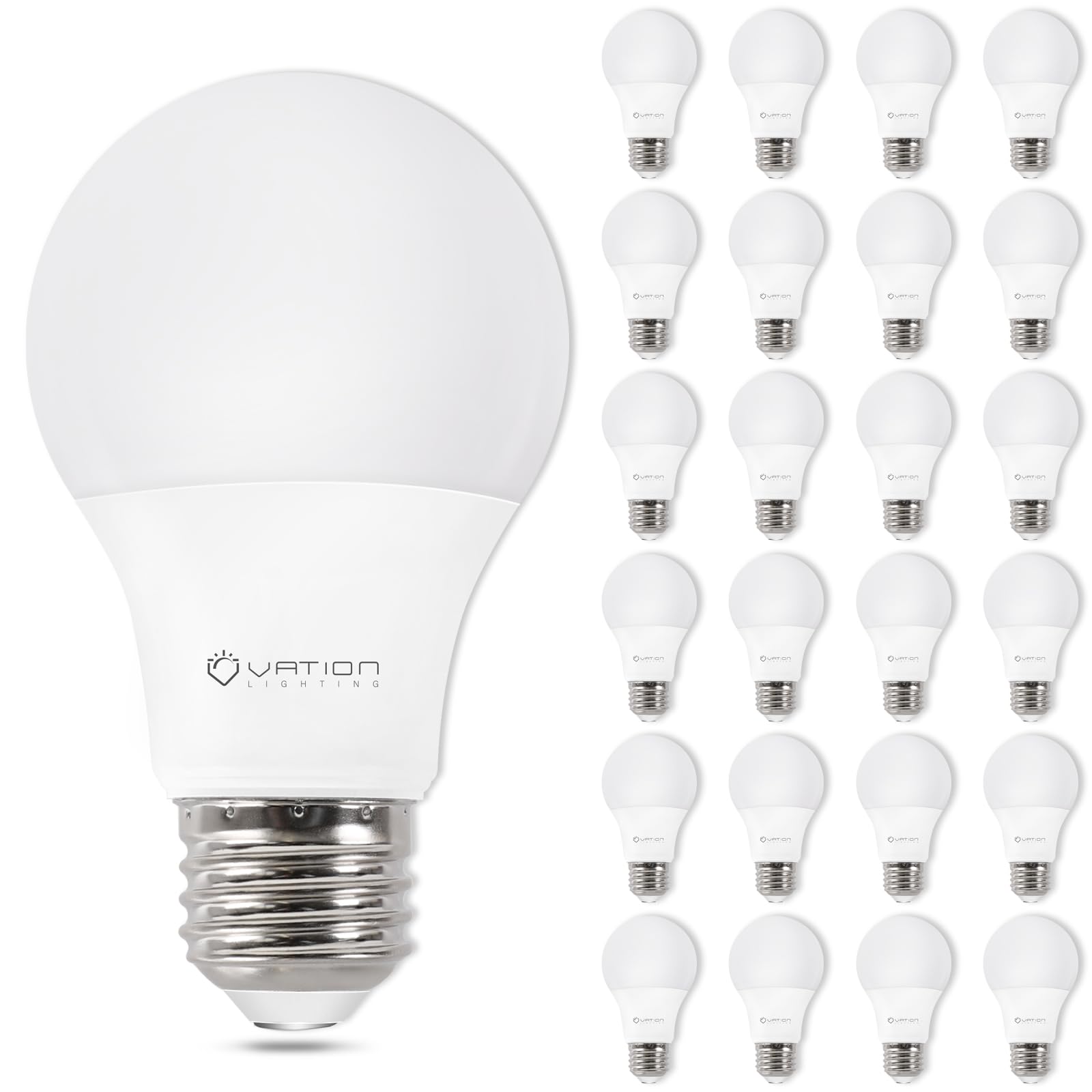 VATION LIGHTING A19 LED bulbs provide 60W equivalence in soft white glow.