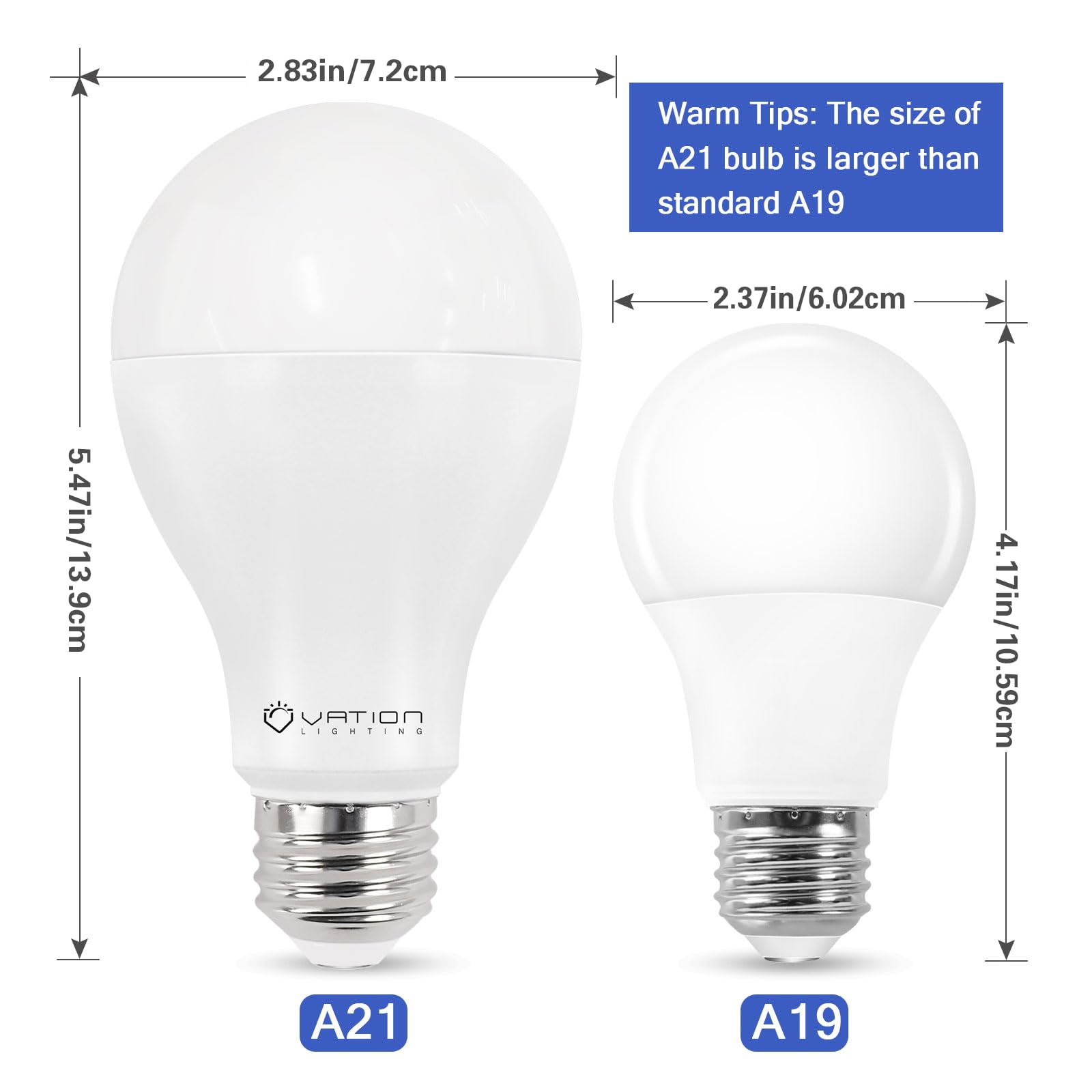 VATION LIGHTING A21 LED bulb with stable heat dissipation for long-lasting performance