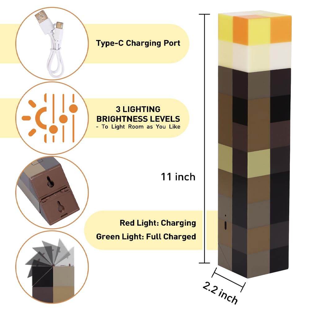 Vatitont wall torch showcasing three brightness levels for customizable lighting.