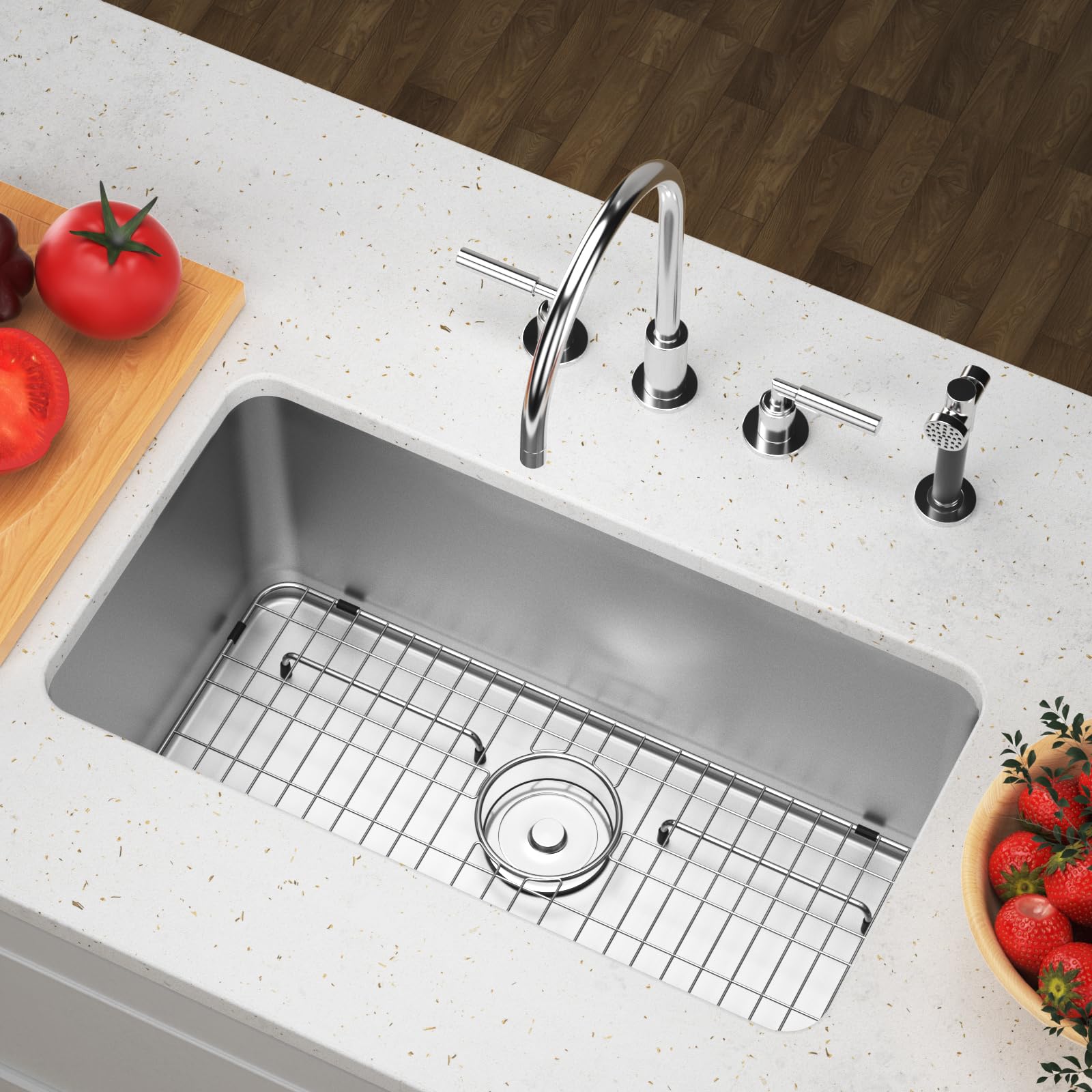 Vaucatu Sink Grid drying rack for glassware keeps dishes elevated for air drying