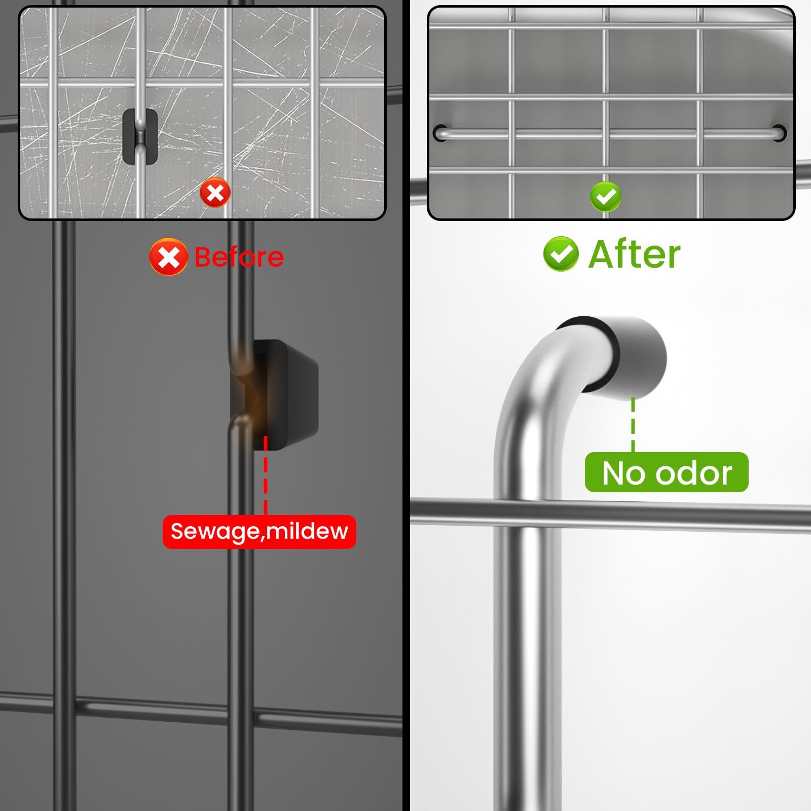Vaucatu Sink Grid rear-drain location demonstrates optimized drainage for fast cleanup
