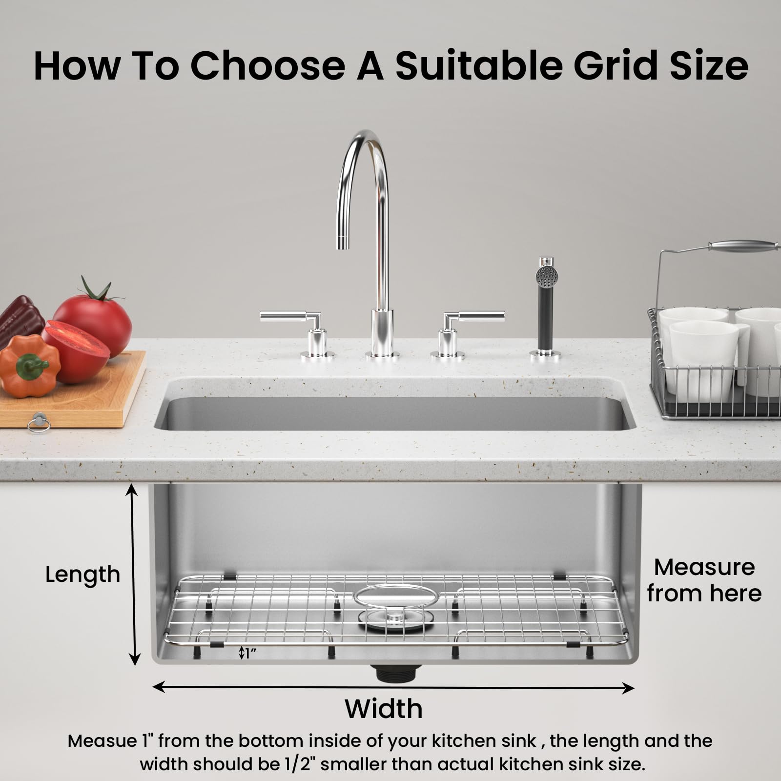 Vaucatu Sink Grid single-bowl fit complements compact sinks with rear drain design
