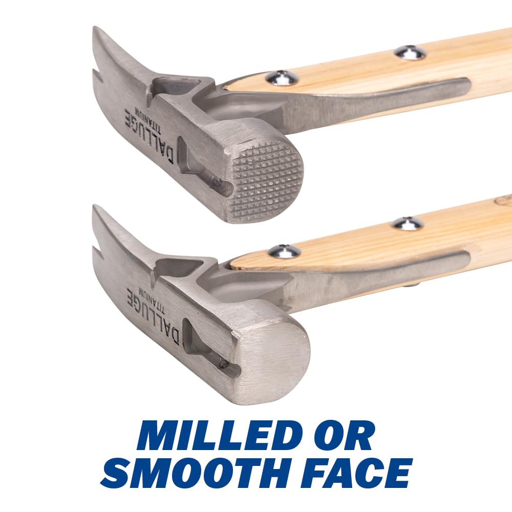 Vaughan Dalluge 16oz titanium hammer with rugged hickory handle for comfort.
