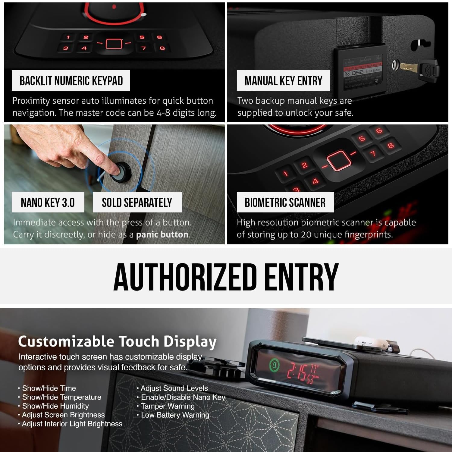 VAULTEK DS5i biometric scanner with LED backlight for quick, secure unlocking.