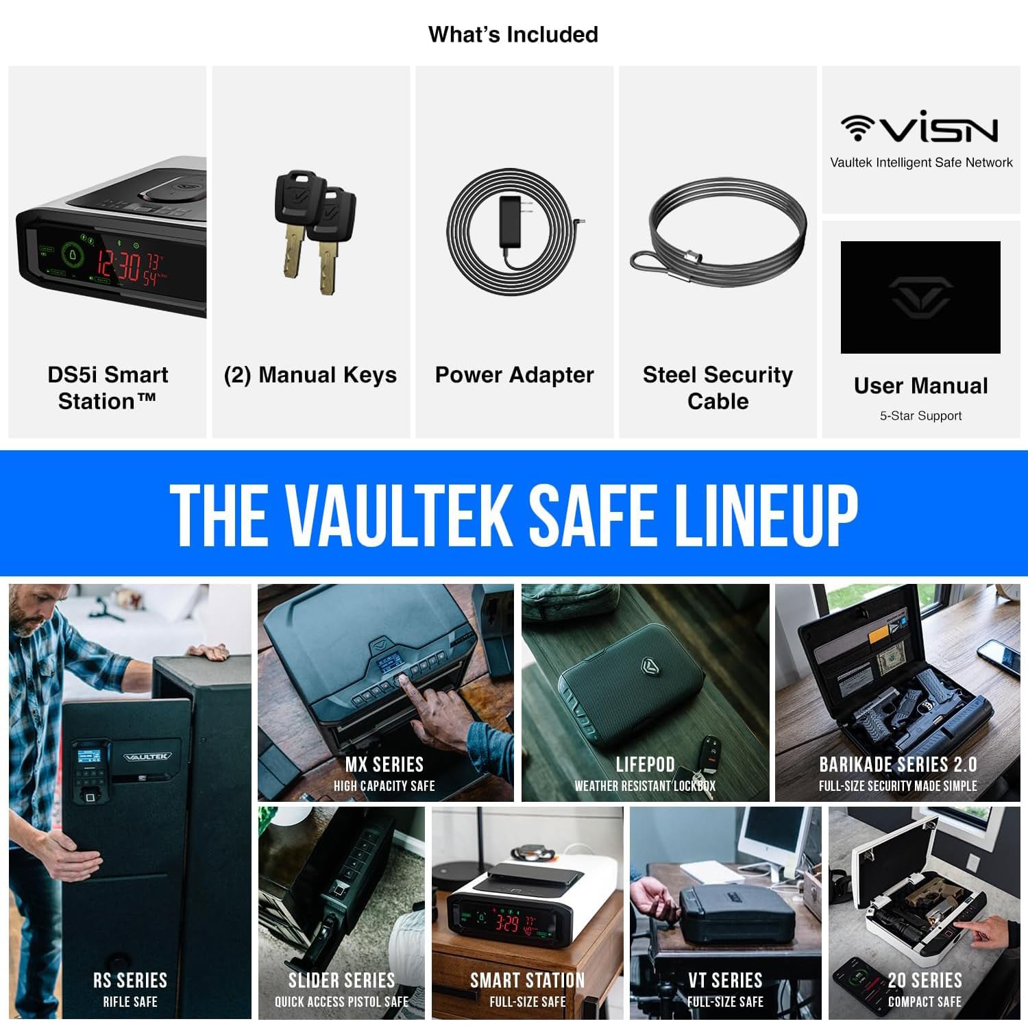 VAULTEK DS5i interior light illuminating items inside the safe.