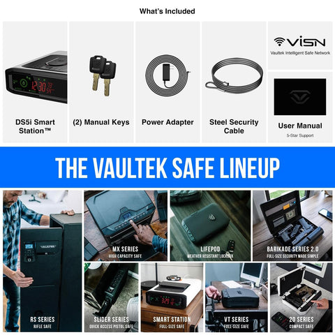 VAULTEK DS5i interior light illuminating items inside the safe.