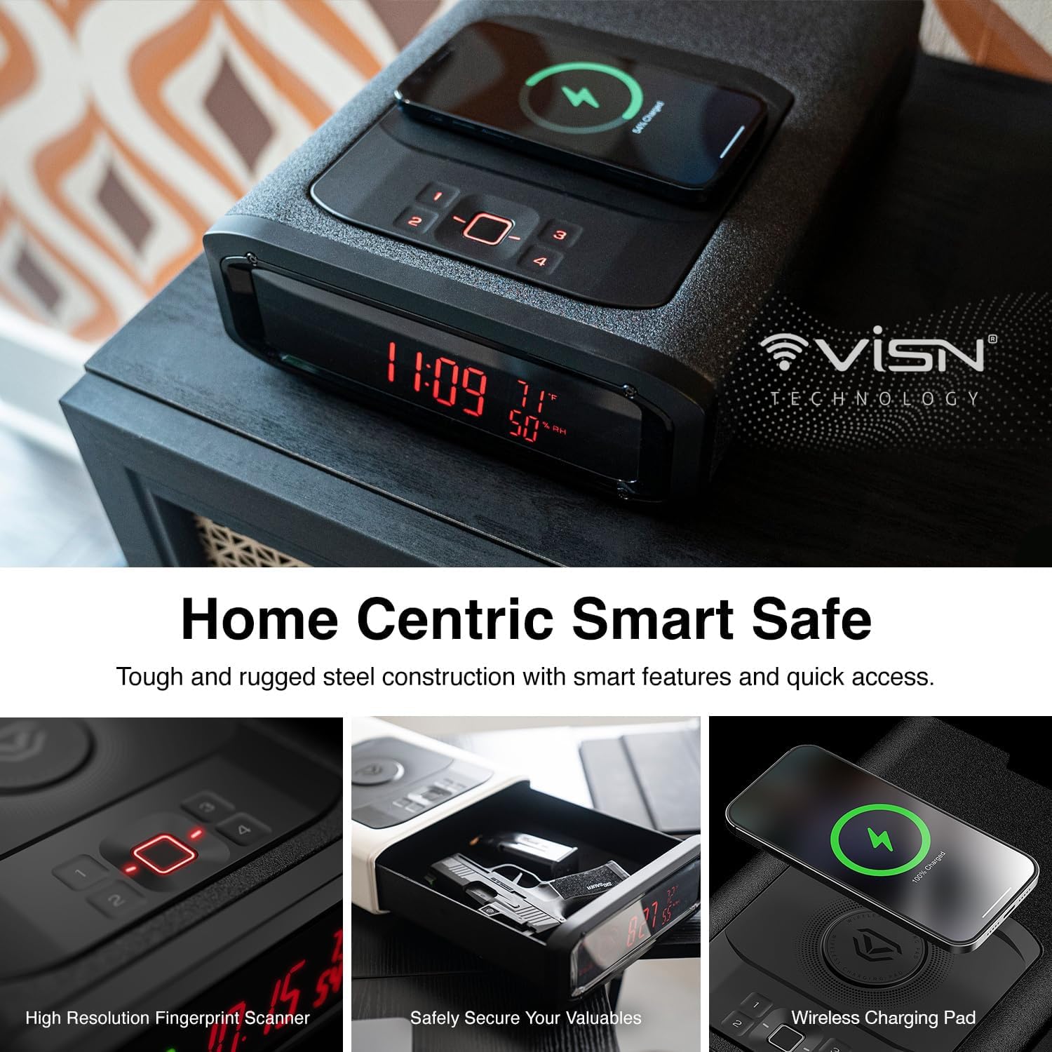 VAULTEK Smart Station wireless charger powers devices at bedside