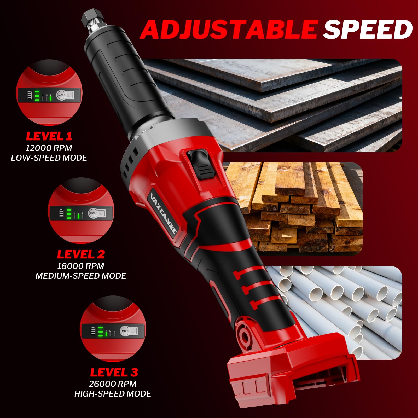 VAXCANZE precision chuck one-fourth-inch secures bits firmly during work
