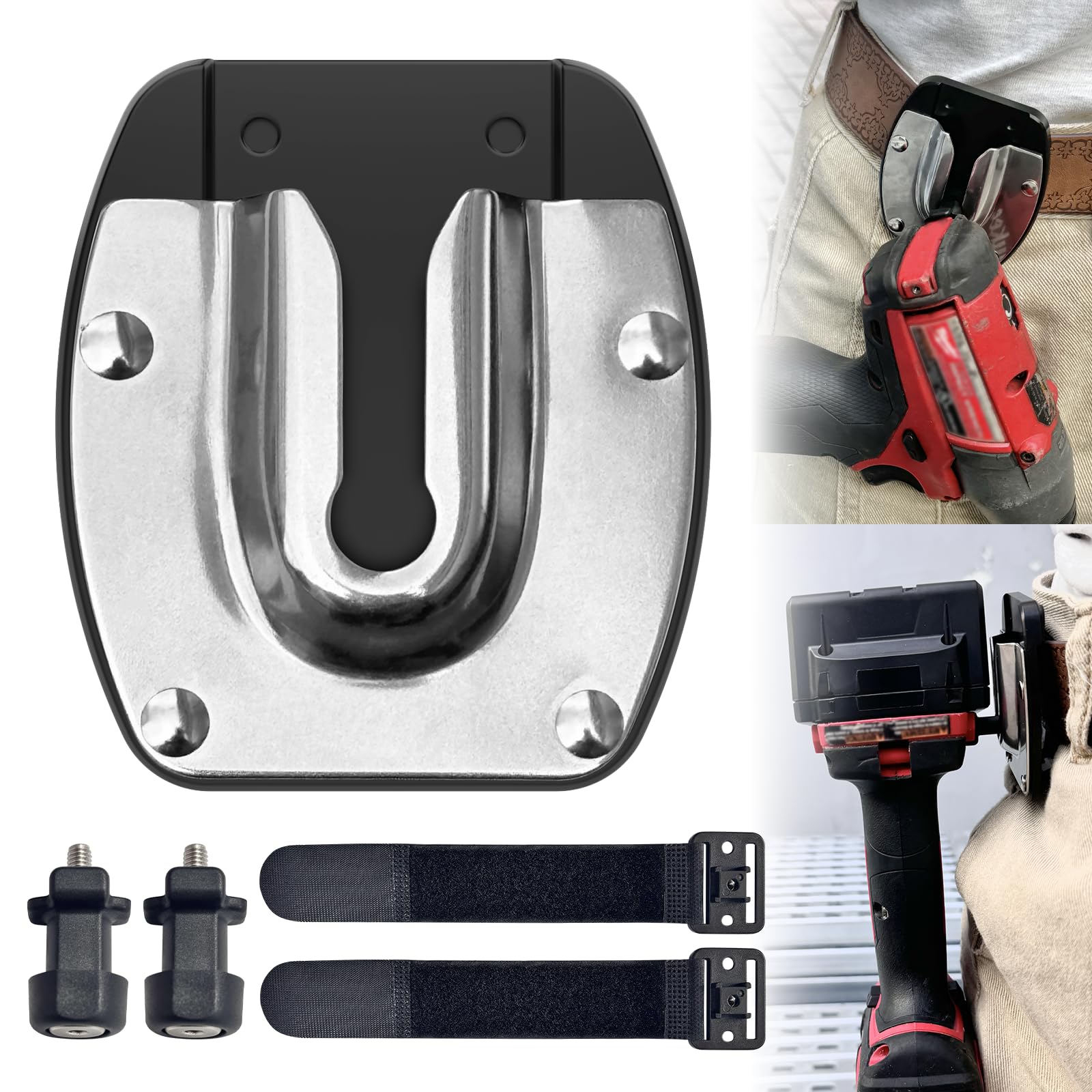 VAYAGARDEN universal tool holster mounted on belt for quick access on job sites.