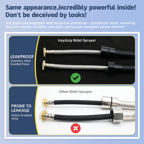 Vayzluiy leak-proof braided hose supports worry-free daily use.