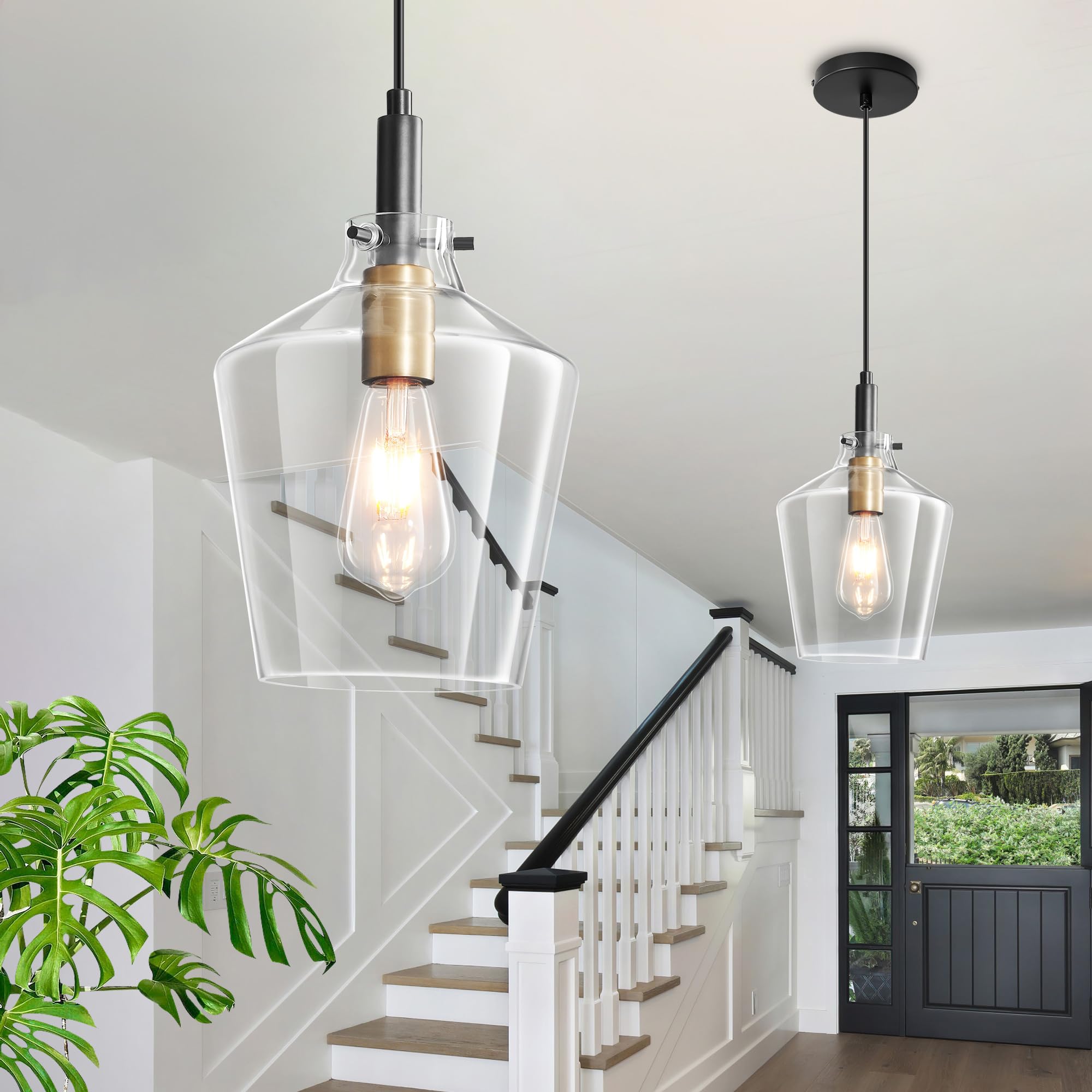 Vaziden over-sink pendant providing task lighting with glass clarity