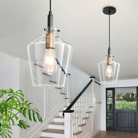 Vaziden over-sink pendant providing task lighting with glass clarity