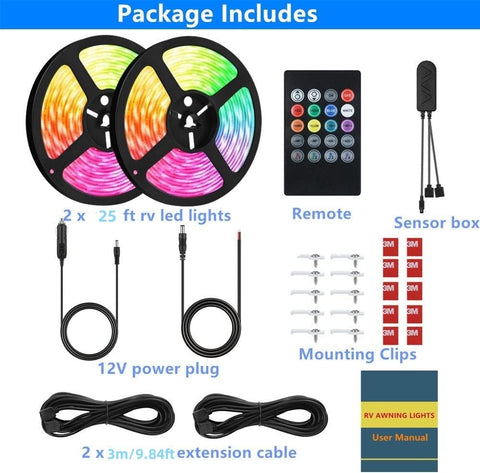 Vbakor RV underglow lights with extension cable for seamless long runs