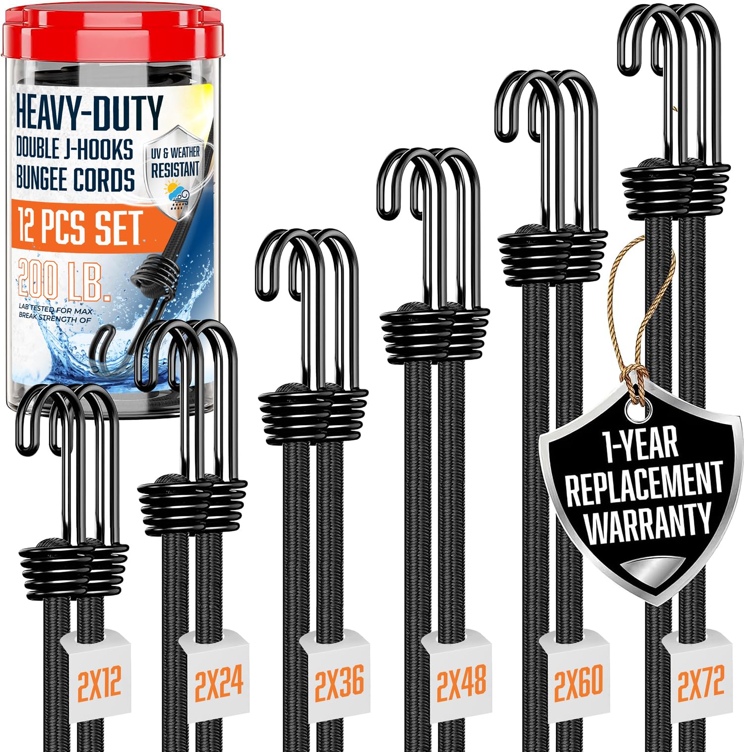 VBEST bungee cord 72-inch with hooks for secure outdoor tie-downs.