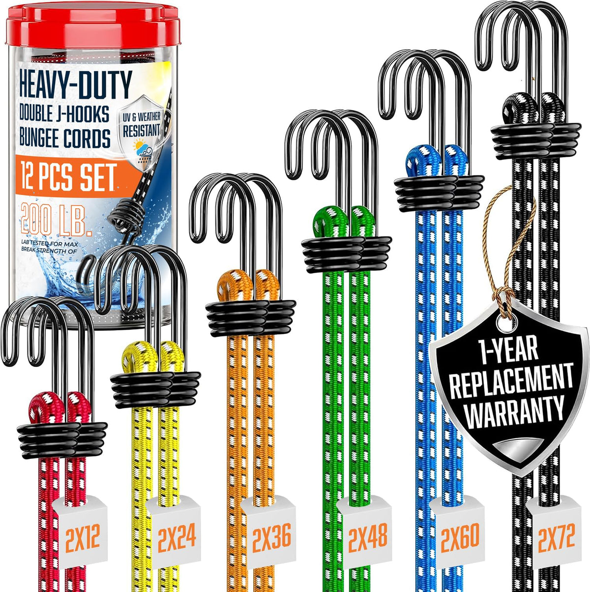 VBEST bungee cords 72-inch extended for secure outdoor load fastening.