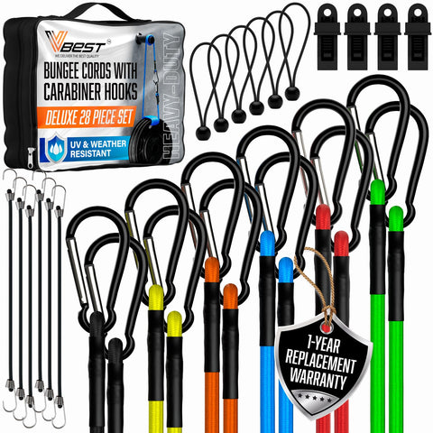 VBEST carabiner bungee hook close-up showing secure cargo attachment
