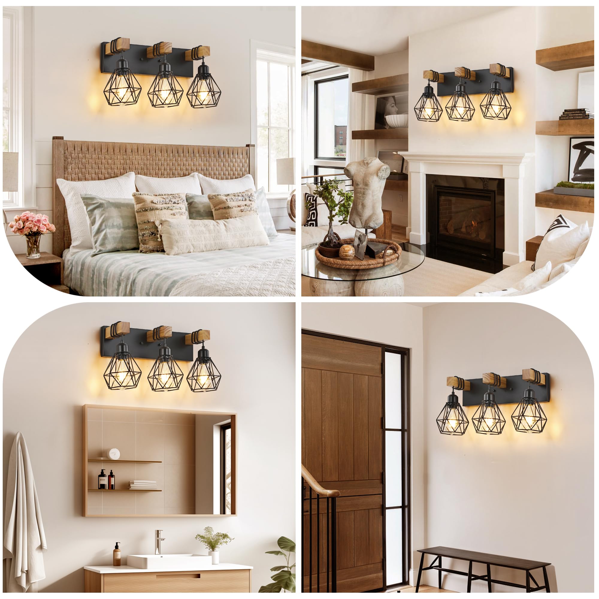 VbiTmn farmhouse vanity light in living room delivering soft ambient lighting