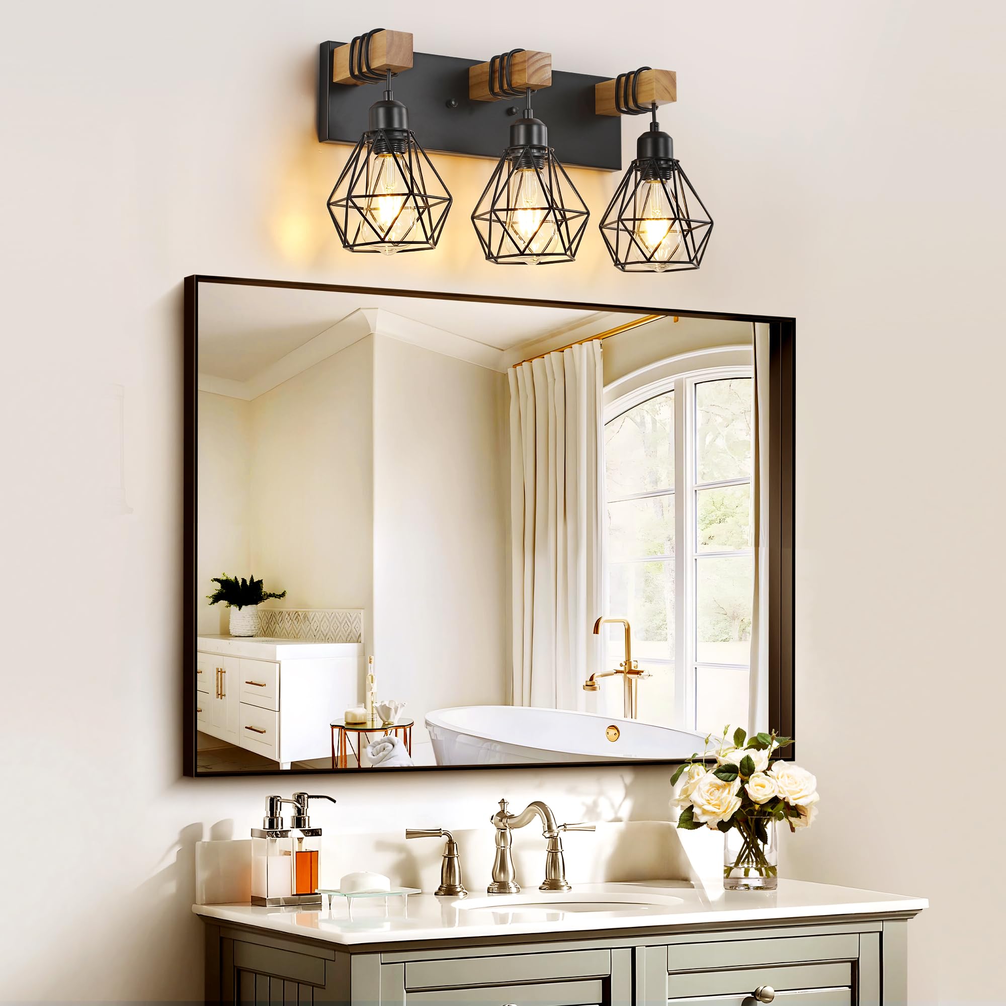 VbiTmn farmhouse vanity light over mirror for clear grooming light
