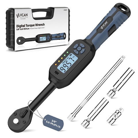 VCAN ACTIVE digital torque wrench with 3/8 drive for precise automotive tightening.