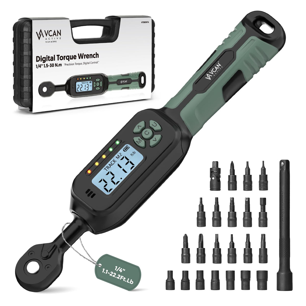 VCAN ACTIVE digital torque wrench display shows precise torque in real time for accurate tightening.