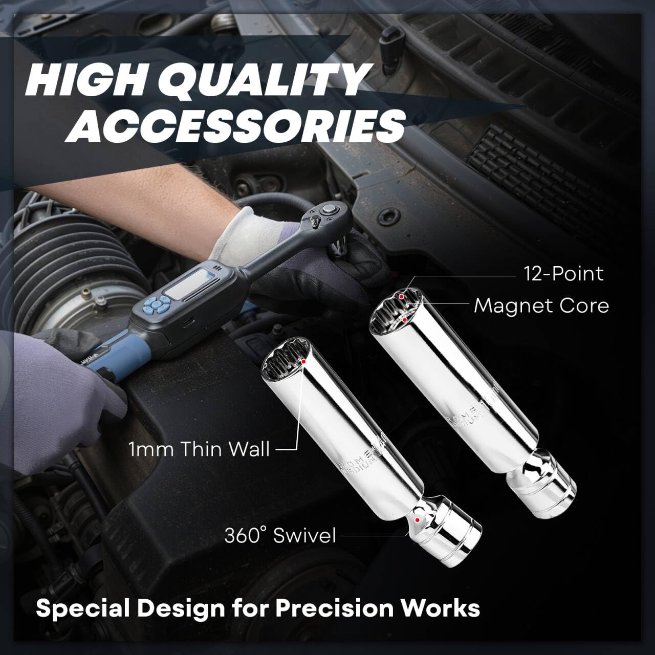 VCAN ACTIVE LED-display shows torque readings clearly in dim workshops.