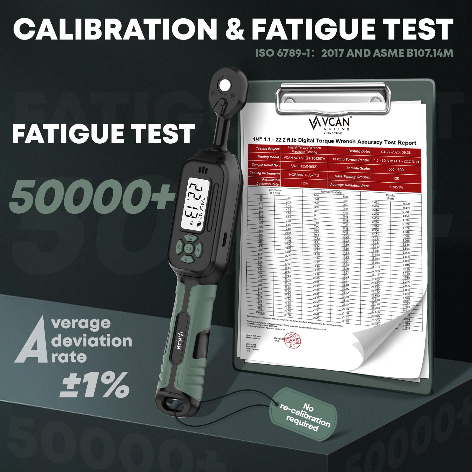 VCAN ACTIVE Peak Track mode enables precise torque reminders during calibration tasks.