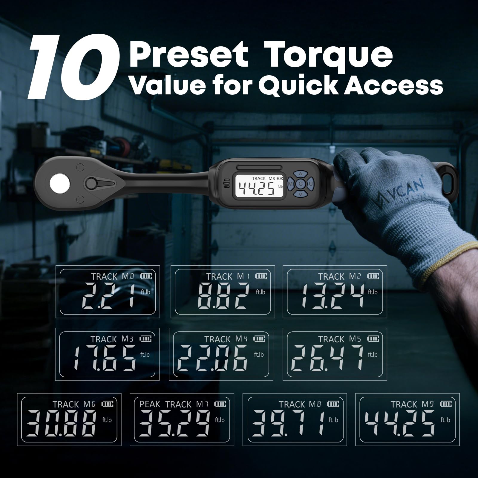 VCAN ACTIVE 72-tooth dual-direction ratchet for versatile tightening.