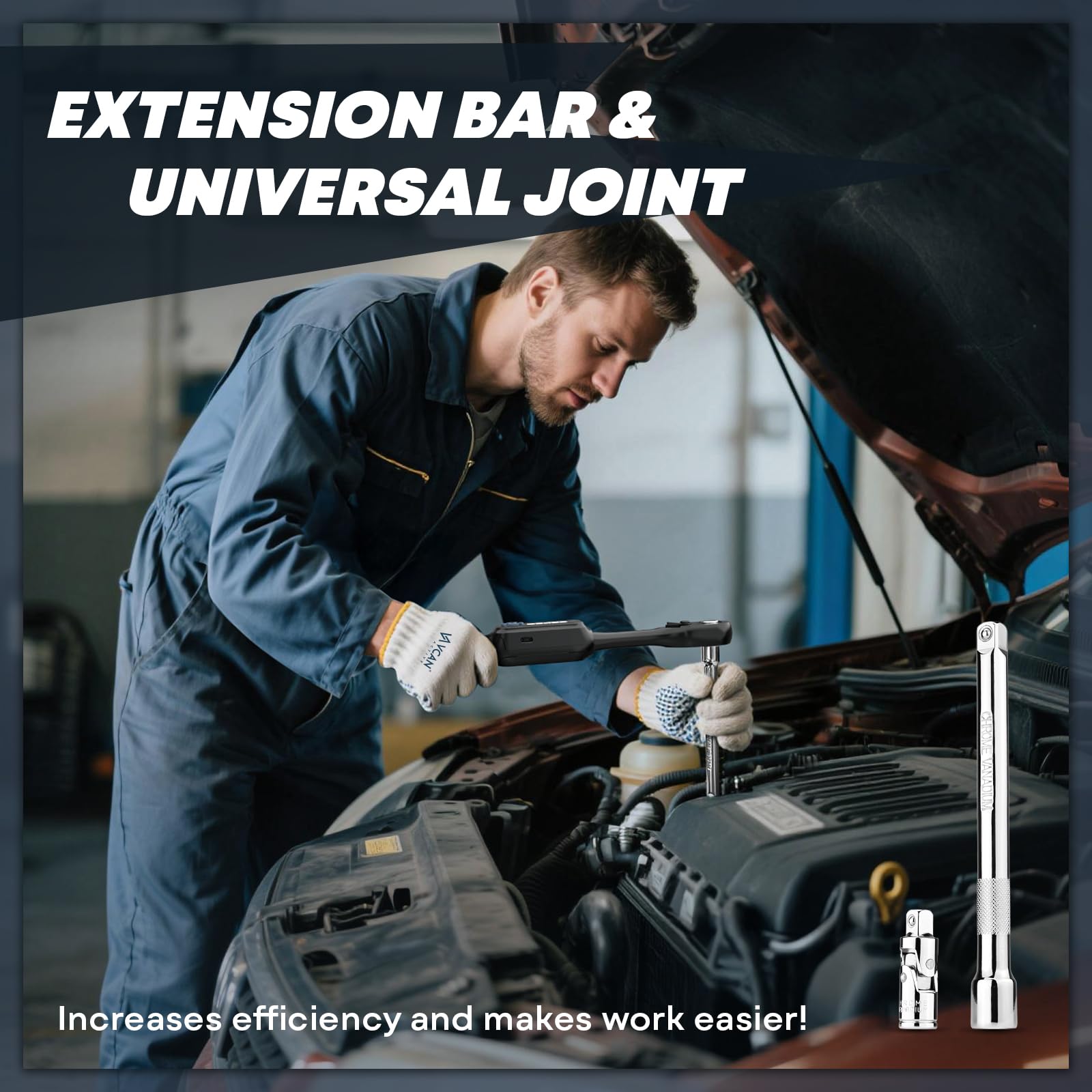 VCAN ACTIVE extension bar 6in enabling access to tight spaces.