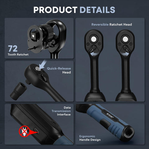 VCAN ACTIVE torque wrench with universal joint for hard-to-reach fasteners.