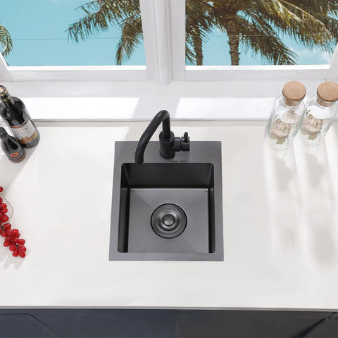 Gunmetal black finish complements compact bar areas with modern style.