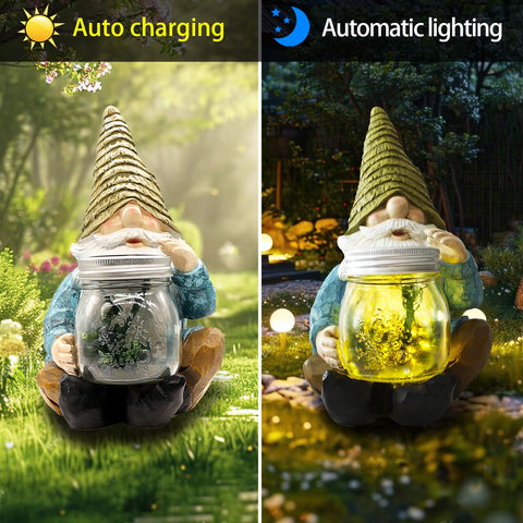 Vcdsoy Hand-painted gnome statue adds whimsy with detailed hat and beard.