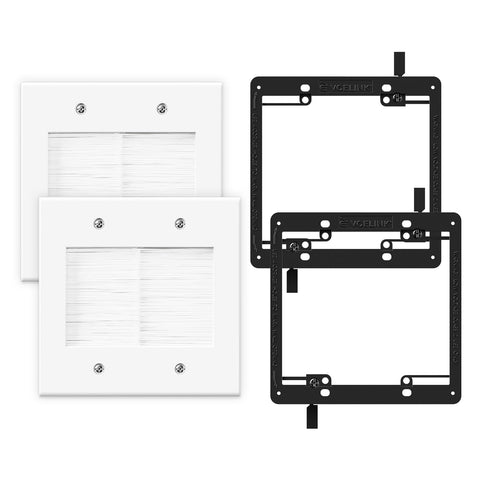 VCELINK 2-gang brush wall plate with bracket hides cables for a clean wall.