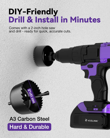VCELINK hole saw attachment enabling quick, precise drywall cuts