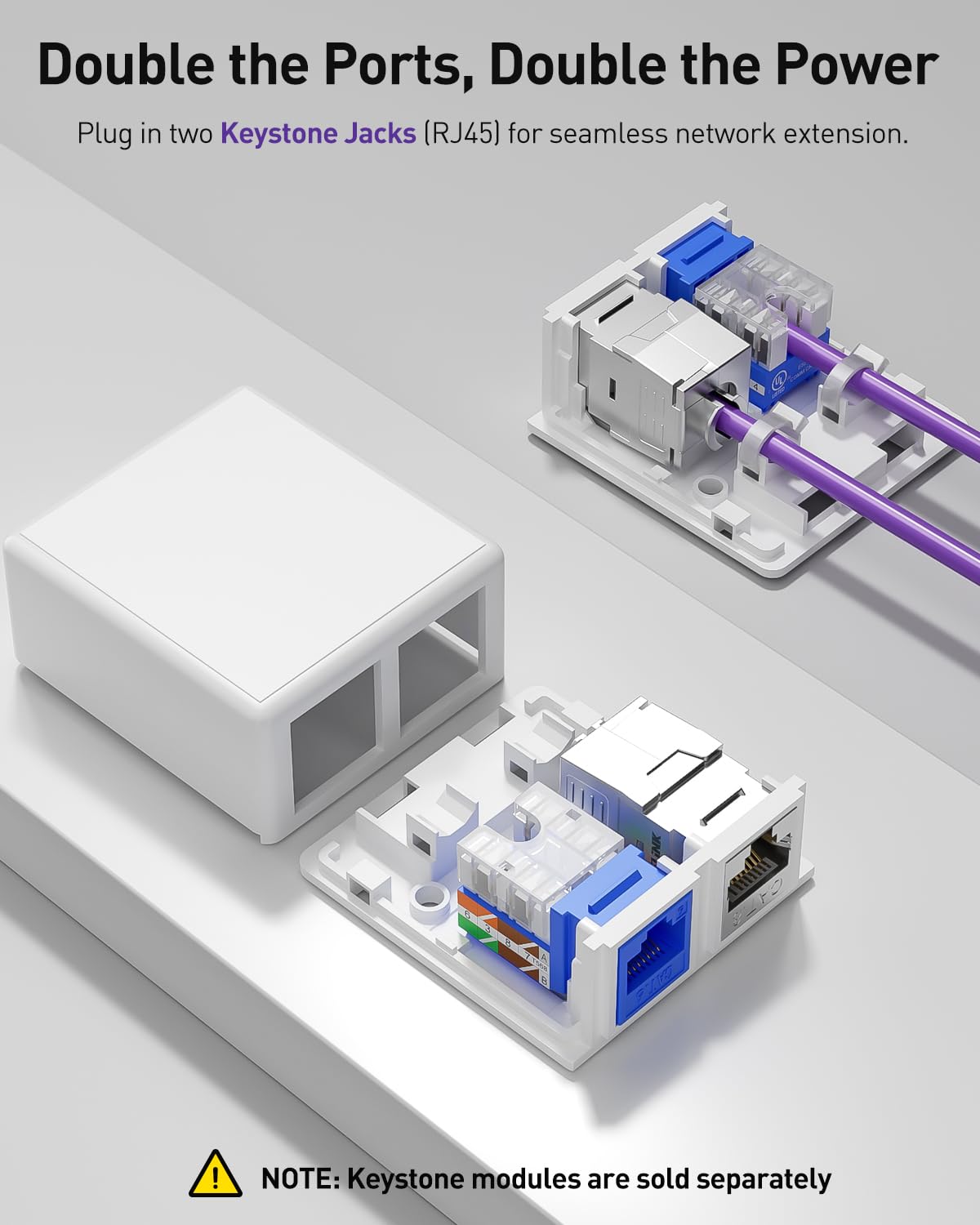 VCELINK box shows keystone slot for two RJ45 jacks