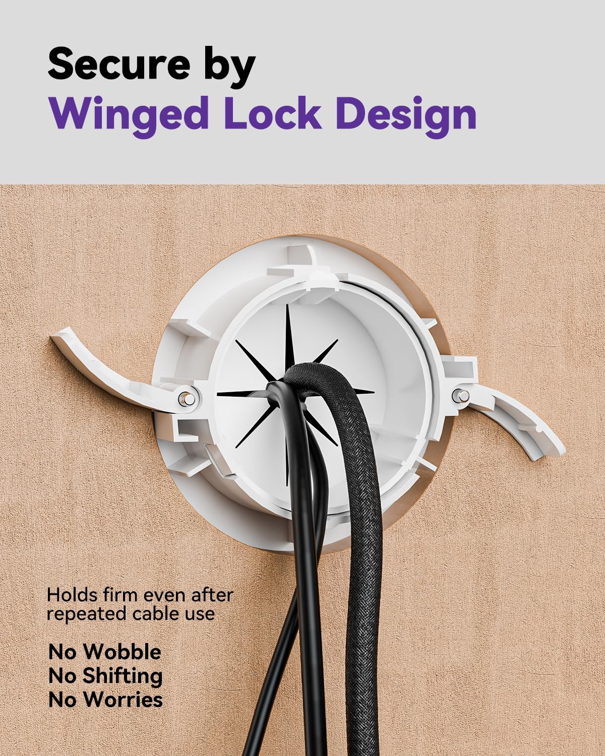 VCELINK slim-profile design blends with wall and conceals cords